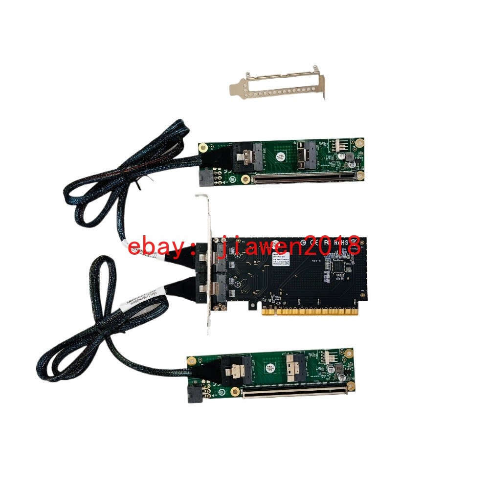 External PCI Express x16 to SFF-8654 Adapter 2*PCI-E X8 + 2*Baseplate 70CM Cable