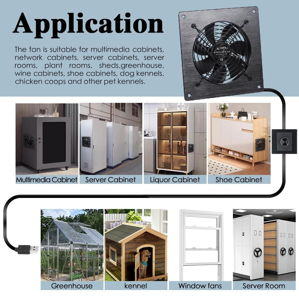 USB/DC Powered 120mmm Quiet Cooling Cabinet Fan System 5V/12V Dual Voltage IP…