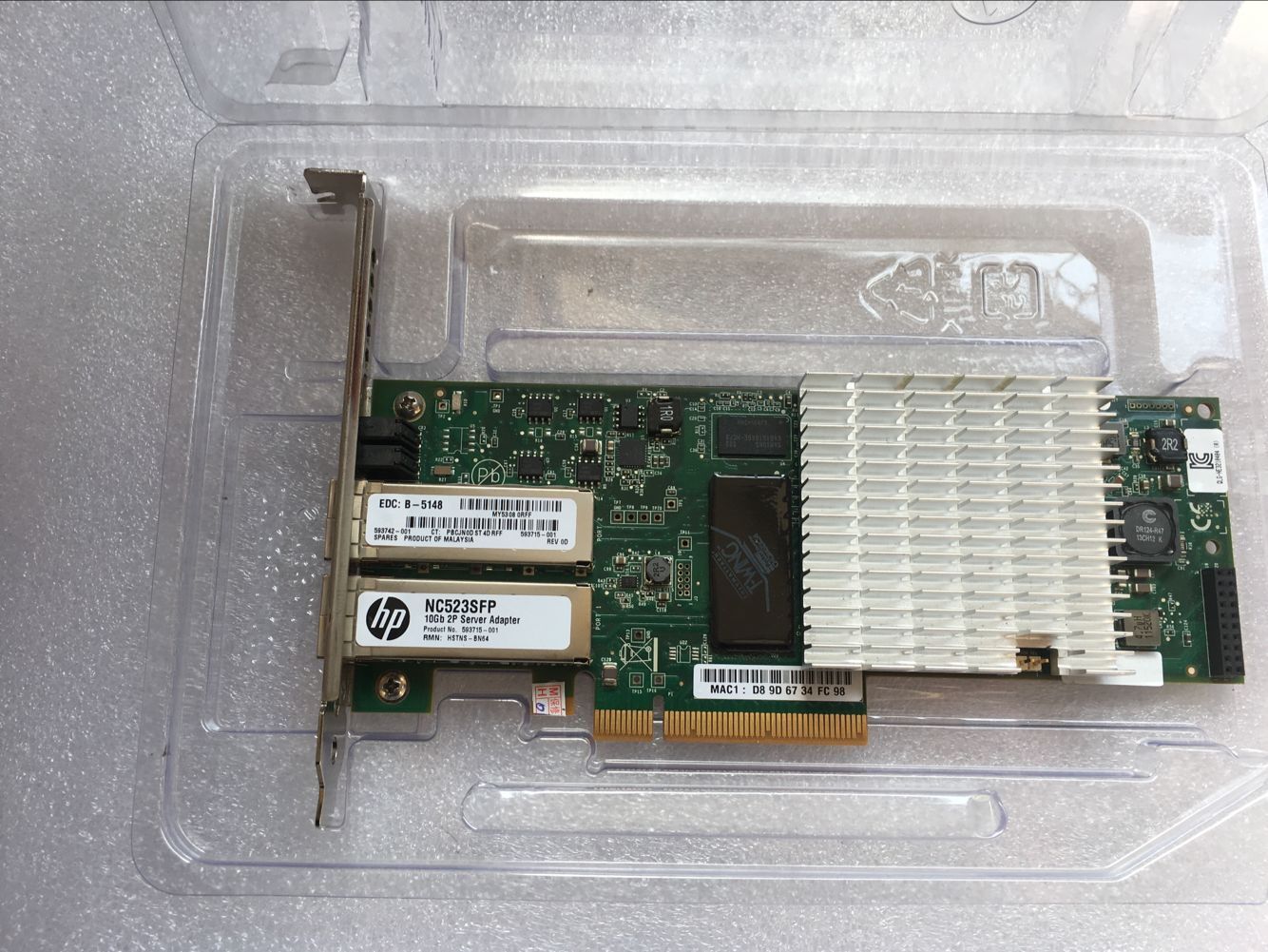 HP NC523SFP 593742-001 593715-001 10Gb network card +2PCS SFP+ Cable