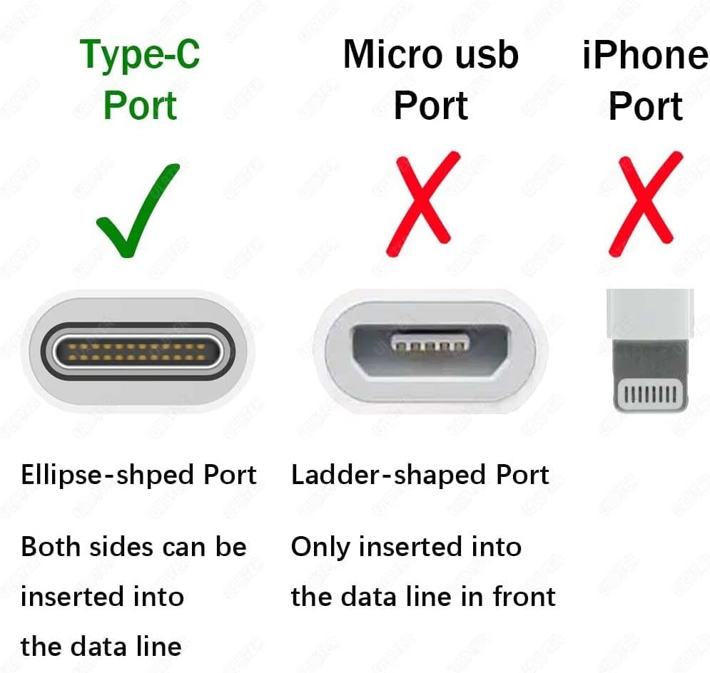 [4 Pieces] Type USB C Android Cell Compact, Black white blue green