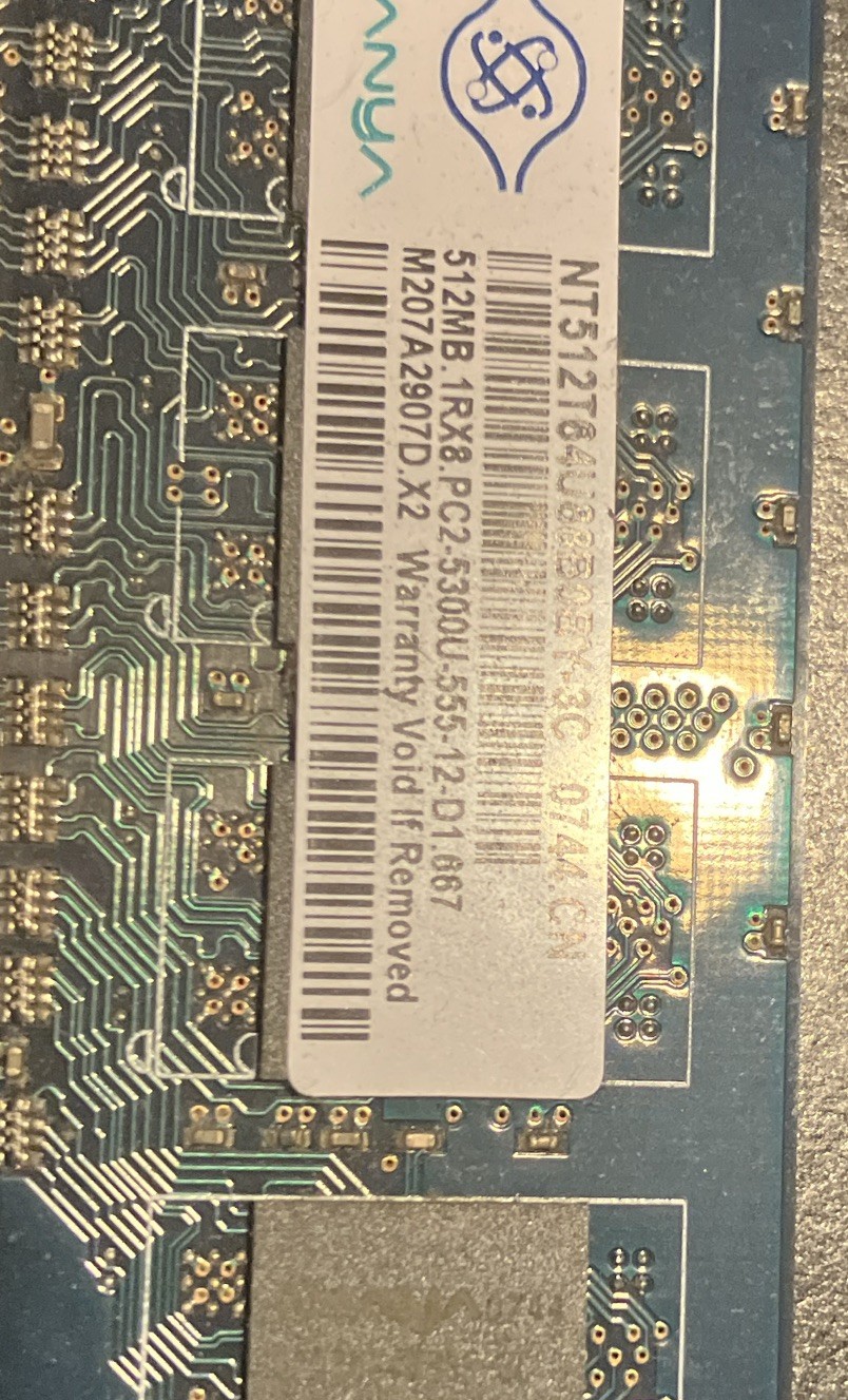 Nanya 512MB DDR2-667 PC2-5300U 240-Pin DIMM Unbuffered RAM NT512T64U88B0BY-3C