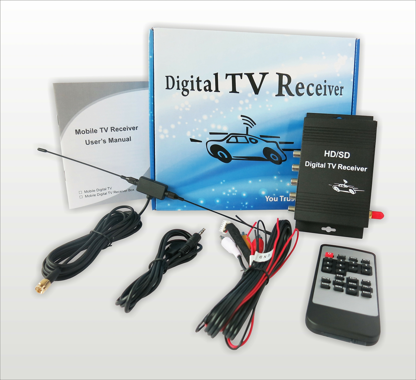 Mobile Car ATSC Tuner Digital Car Antenna TV Tuner Analog Receiver 4 Video