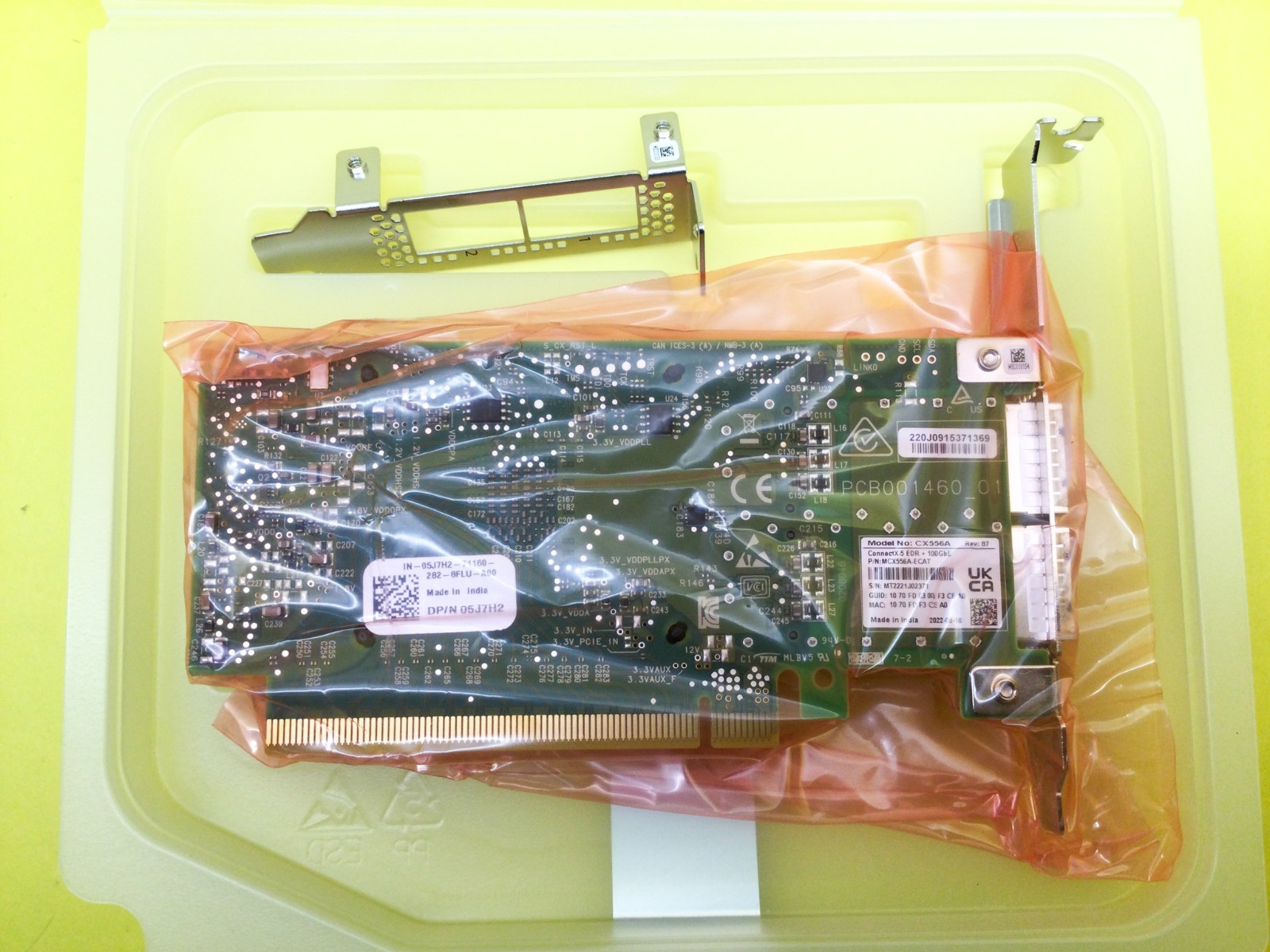 5J7H2 DELL MELLANOX CONNECTX-5 100GB QSFP28 NETWORK ADAPTER MCX556A-ECAT NEW
