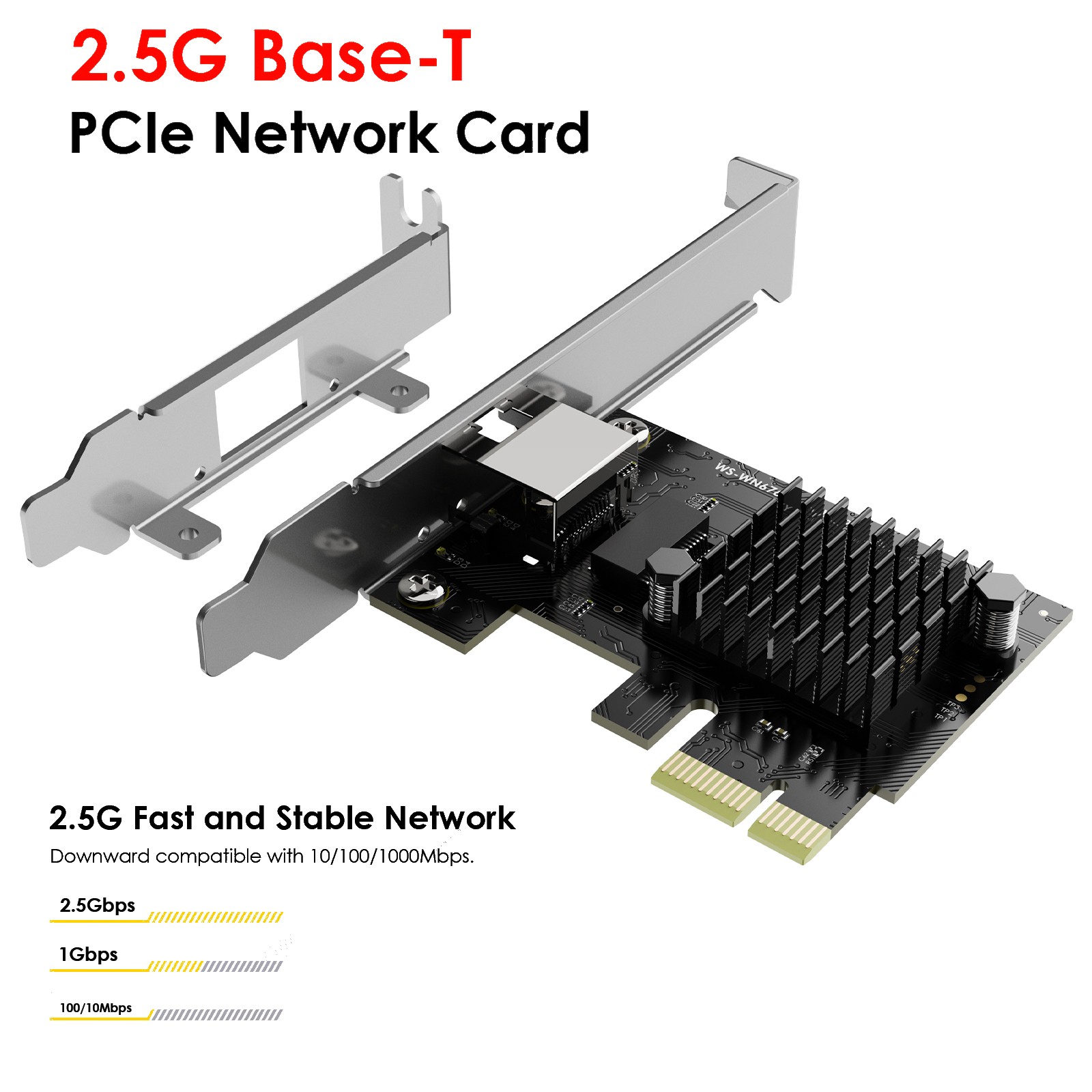 2500/1000/100Mbps 2.5G Base-T PCIe Network Card PCI Express Ethernet Adapter