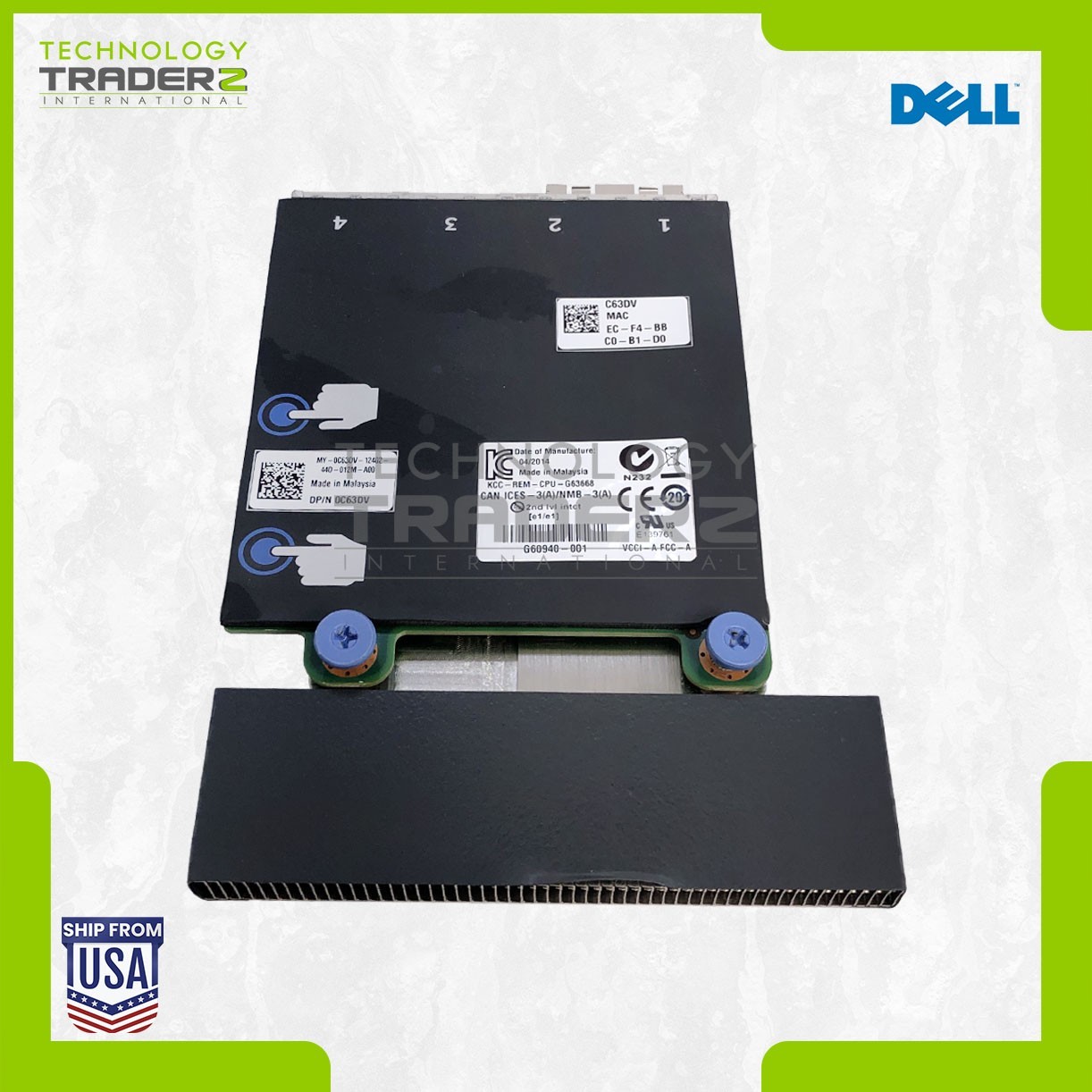 C63DV Dell Intel X520 I350 Quad Ports 2x 10Gbps SFP+ 2x 1Gbps RJ45 Daughter Card