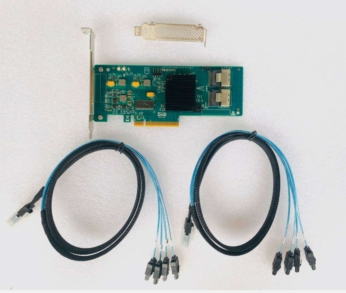 LSI 9211-8i SAS HBA 6Gbps IT Mode 8-Port PCIe Card + 2x SFF-8087 SATA Cables
