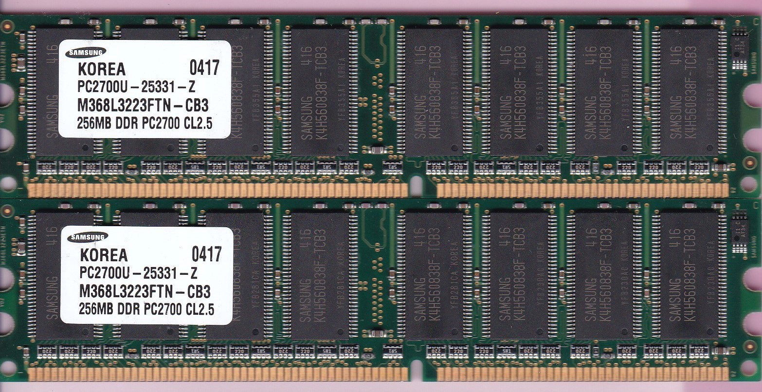 512MB 2x256MB PC-2700 DDR-333 SAMSUNG MEMORY RAM M368L3223FTN-CB3 DDR1 DIMM Kit