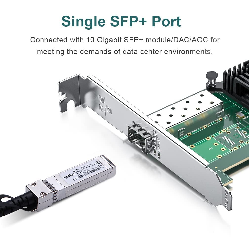 ipolex 10Gb Network Card Intel X520-DA1 Ethernet X520-10G-1S(1xSFP+), 1pc