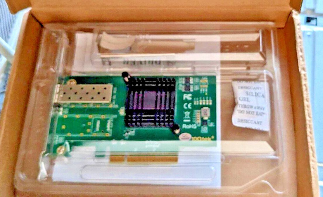 10Gtek X520-10G-1S-X8 Intel 82599EN PCIe 2.0 x8 SFP+ NIC with FH and LP brackets