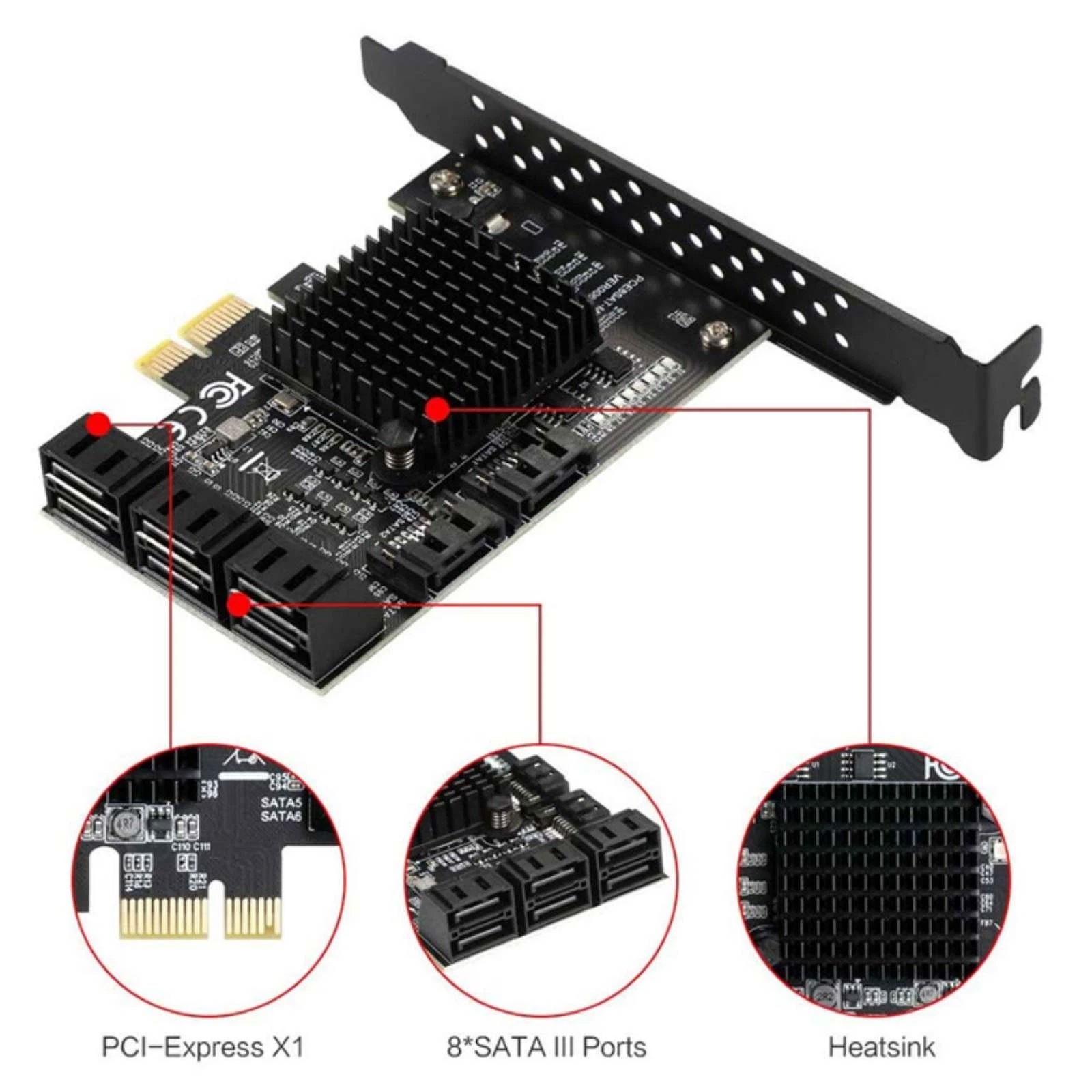 8-Port SATA 3.0 PCI Express Expansion Card PCI-E Controller 6G Adapter for HDDcD