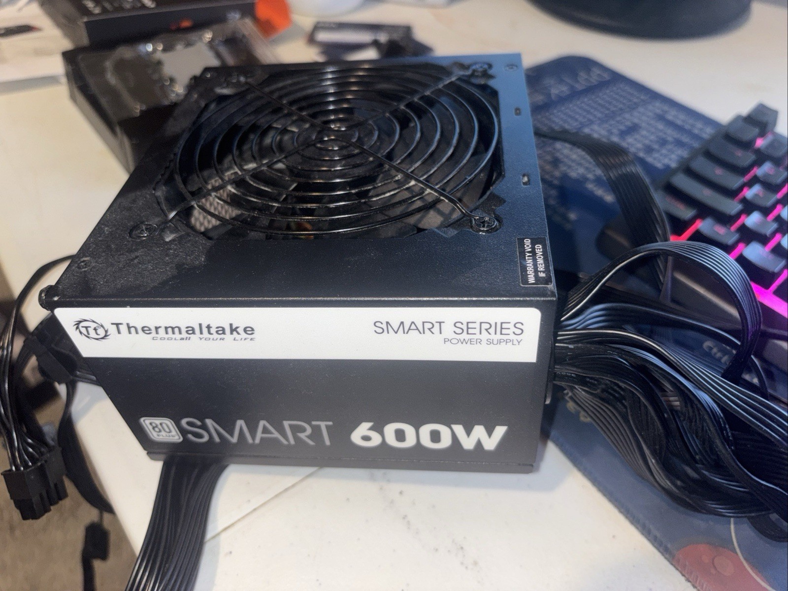 Thermaltake SMART Series 600W ATX Power Supply Unit, 80 PLUS, 20+4 Pin, Black