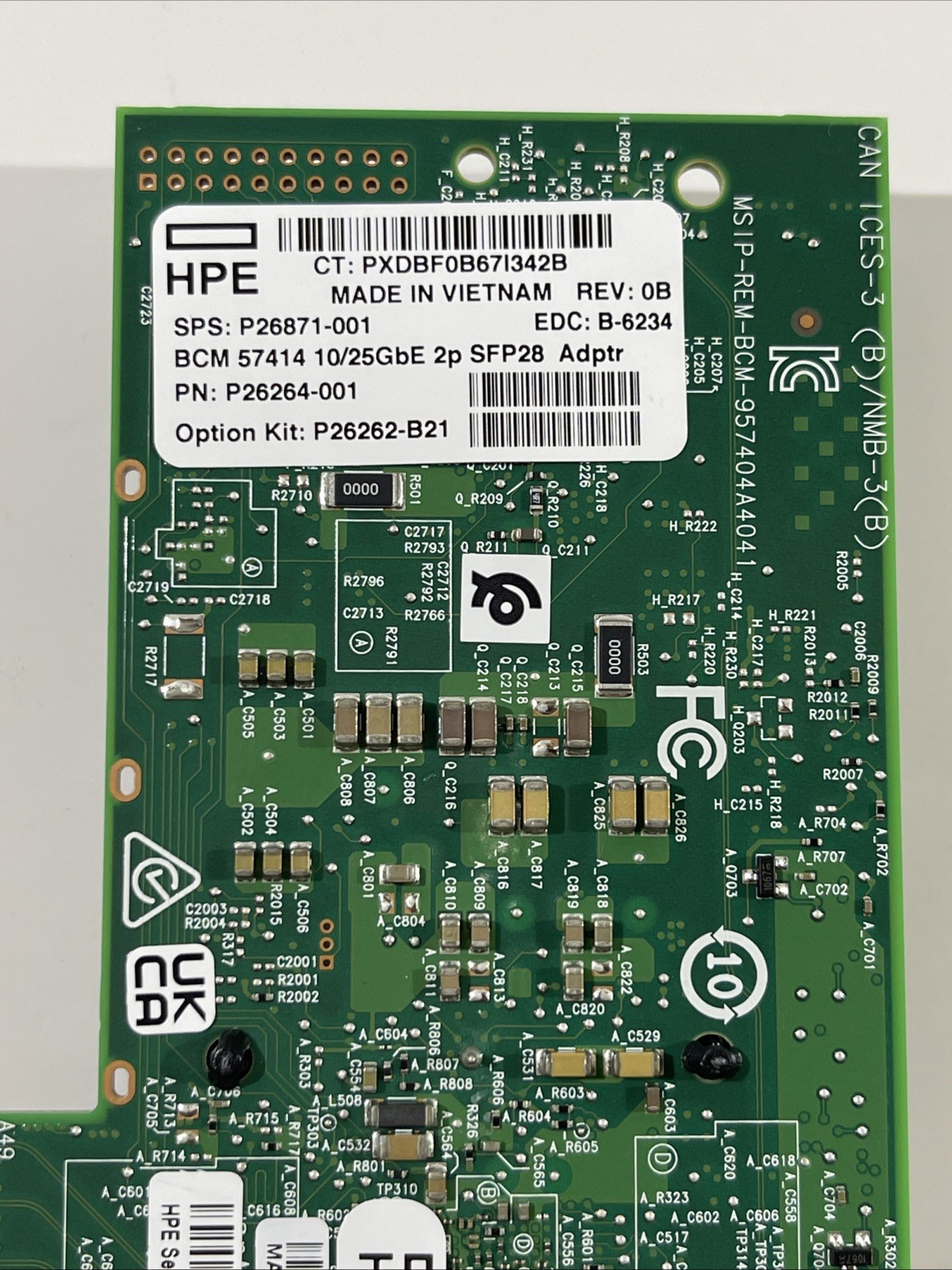 HPE Broadcom BCM 57414 Dual-Port 10/25GbE SFP28 PCIe x8 Adapter P/N: P26262-b21
