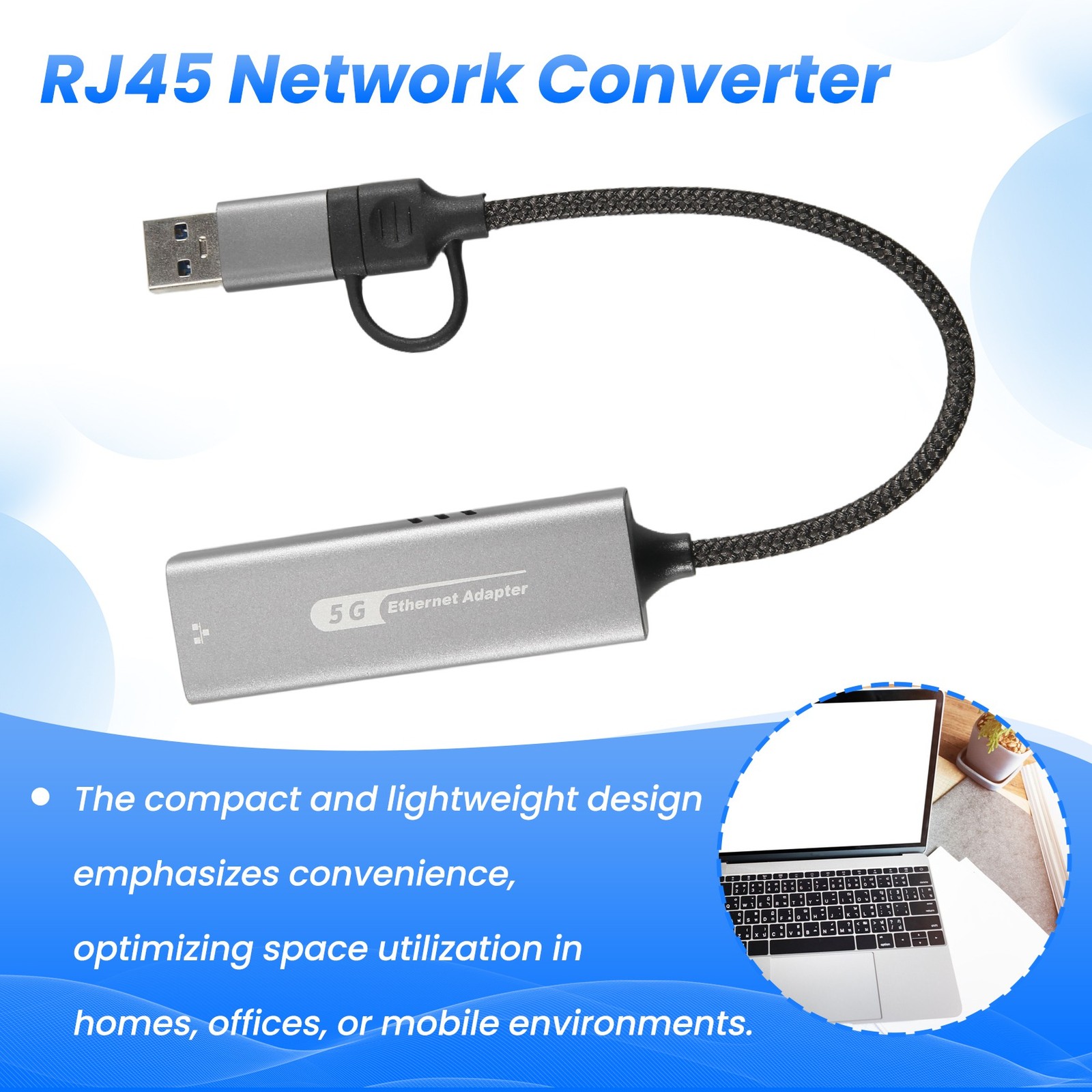 USB 3.2 to 5Gbps Ethernet Adapter RTL8157 5000Mbps RJ45 Converter for1874