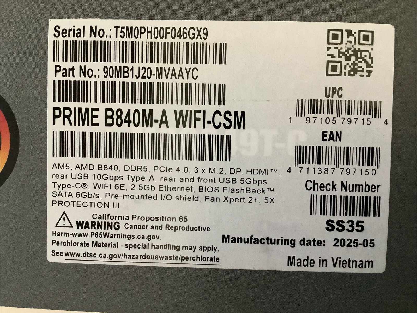 Asus Prime B840M-A WIFI-CSM Gaming Desktop Motherboard PRIME B840M-A WIFI-CSM