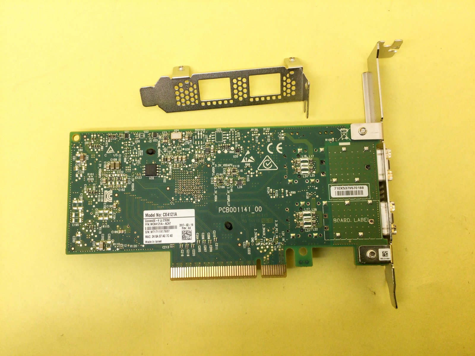 MCX4121A-ACAT Mellanox ConnectX-4 Lx EN 25GbE 2-Port SFP+ SFP28 Network Card