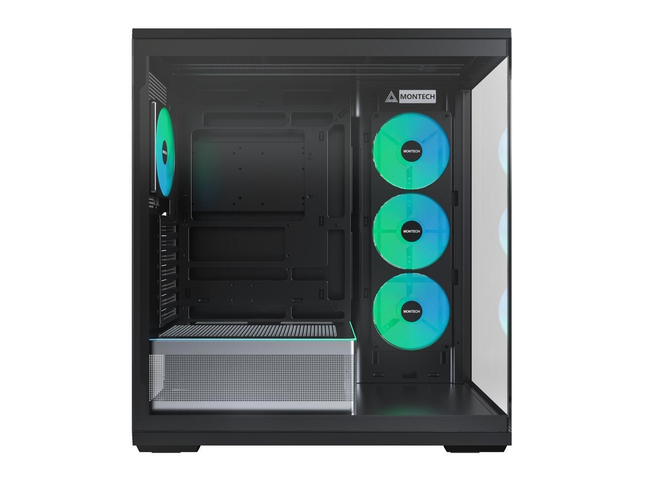 MONTECH TG3 Panoramic ATX Mid-Tower PC Case, Pre-Installed 360mm ARGB Unibody Fa