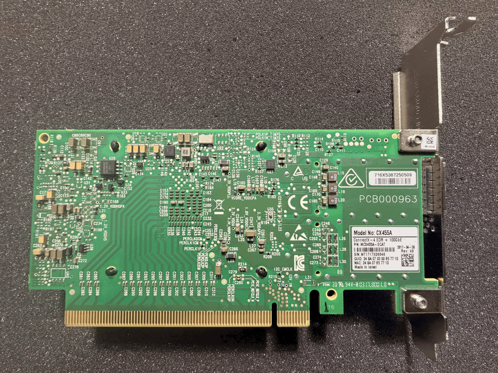 Mellanox MCX455A-ECAT ConnectX-4 EDR + 100GbE QSFP28 Network Card CX455A (FH)