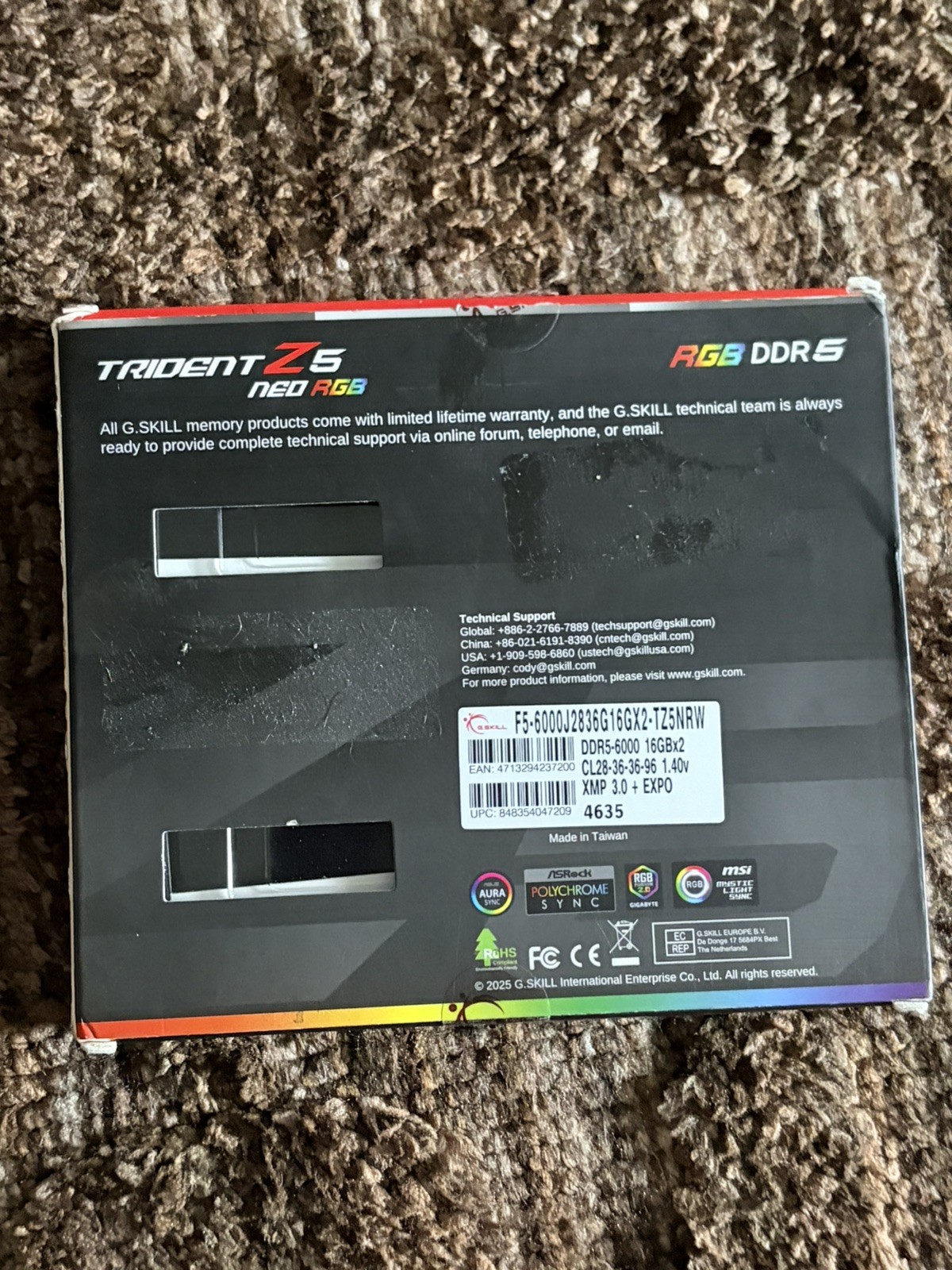 G.SKILL Trident Z5 Neo RGB 32GB (2x16GB) DDR5 6000 CL28 White AMD EXPO Open Box