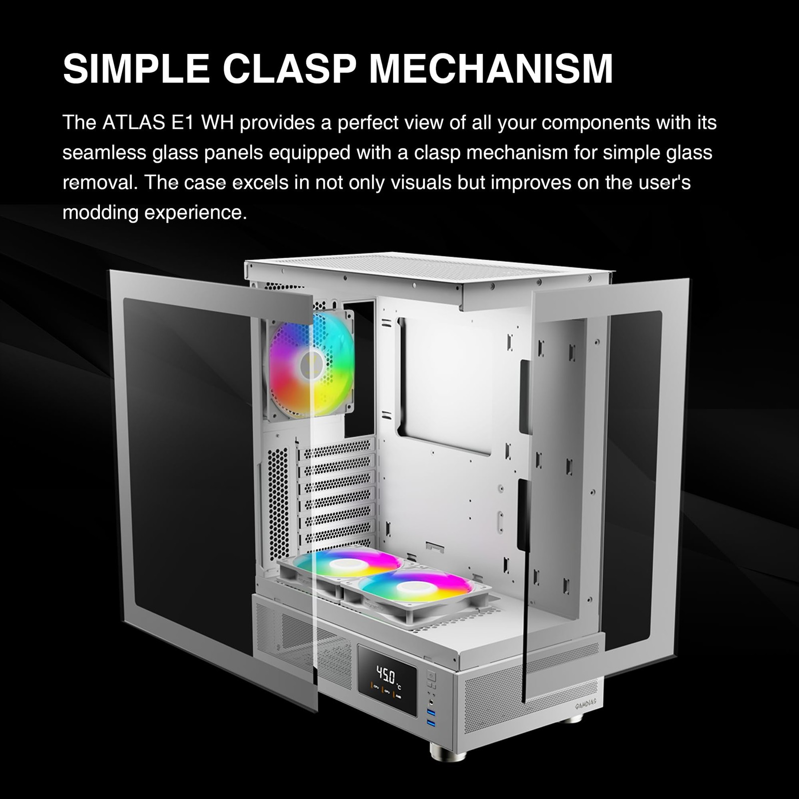 GAMDIAS White ATX Mid Tower Computer Case with Tempered Glass, Gaming