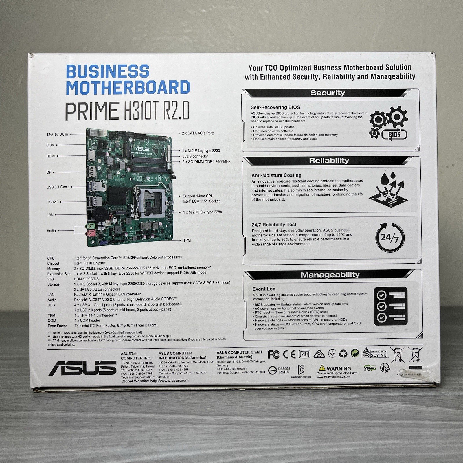 ASUS PRIME Mini-ITX H310T- R2.0 Business Motherboard