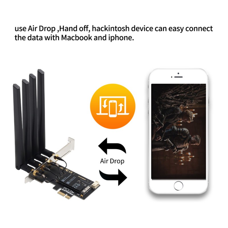 For macOS Hackintosh 5G wifi BCM94360CD PCIE WiFi adapter 802.11ac Desktop Card