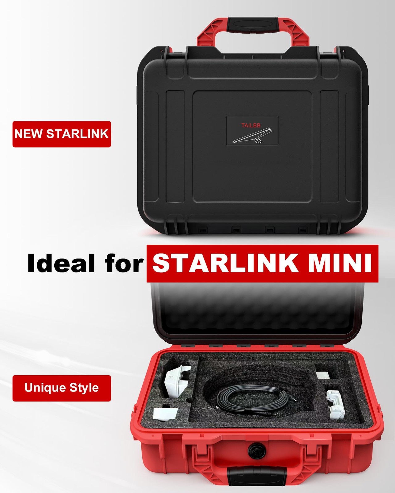 for Starlink Mini Case, Standard, Portable Size, red black