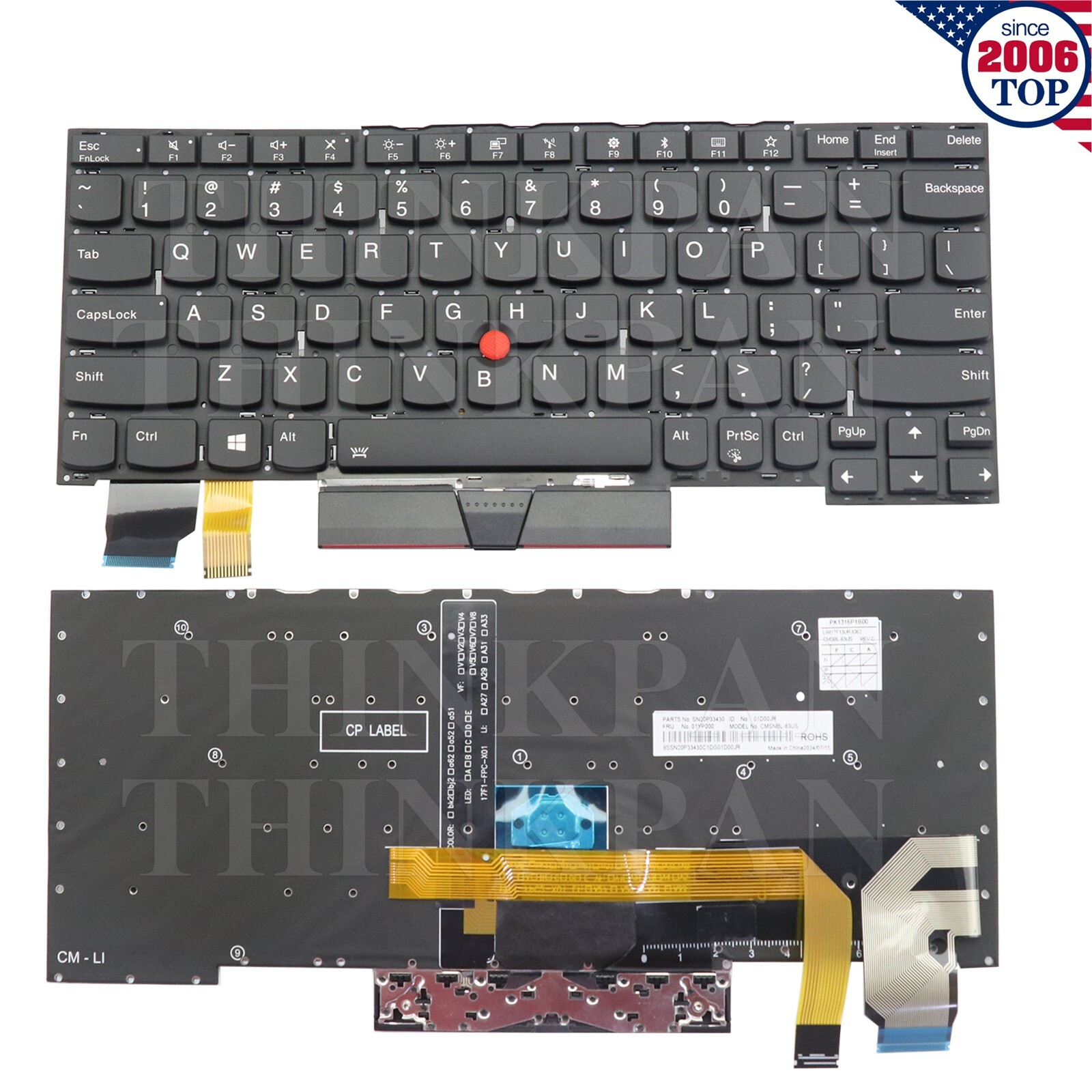 New US Backlit Keyboard for Lenovo Thinkpad X13 Yoga Gen1 / X390 Yoga Type 20NN
