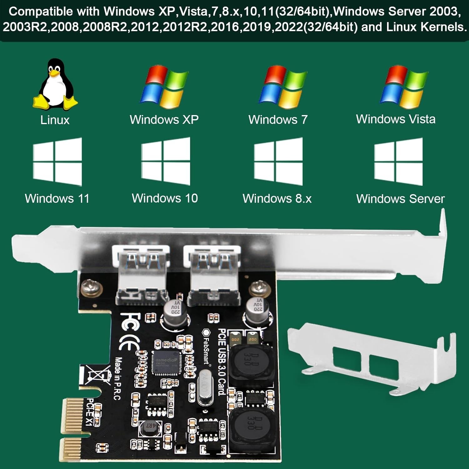FS-U2S-Pro: 2-Port Self-Powered USB 3.0 Expansion Card for Windows & Mac Systems