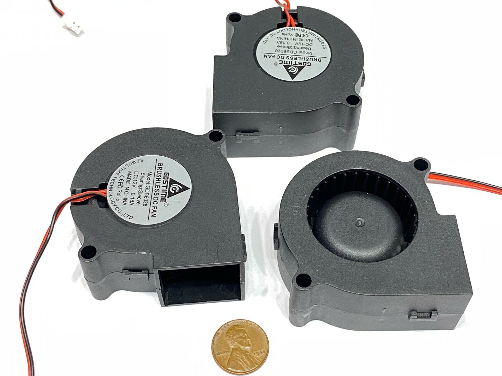 4 Pieces 6028 12V Blower fan Cooling Brushless DC 2pin 60mm x 28mm Computer G36