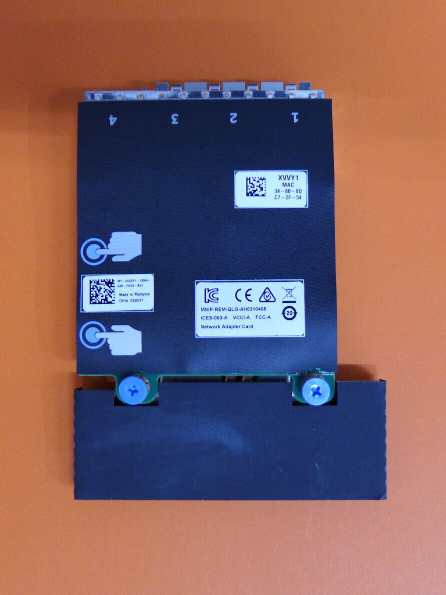 Qlogic QL41164 Quad Port Network Card w/ 4 10G SFP Transceivers Dell XVVY1