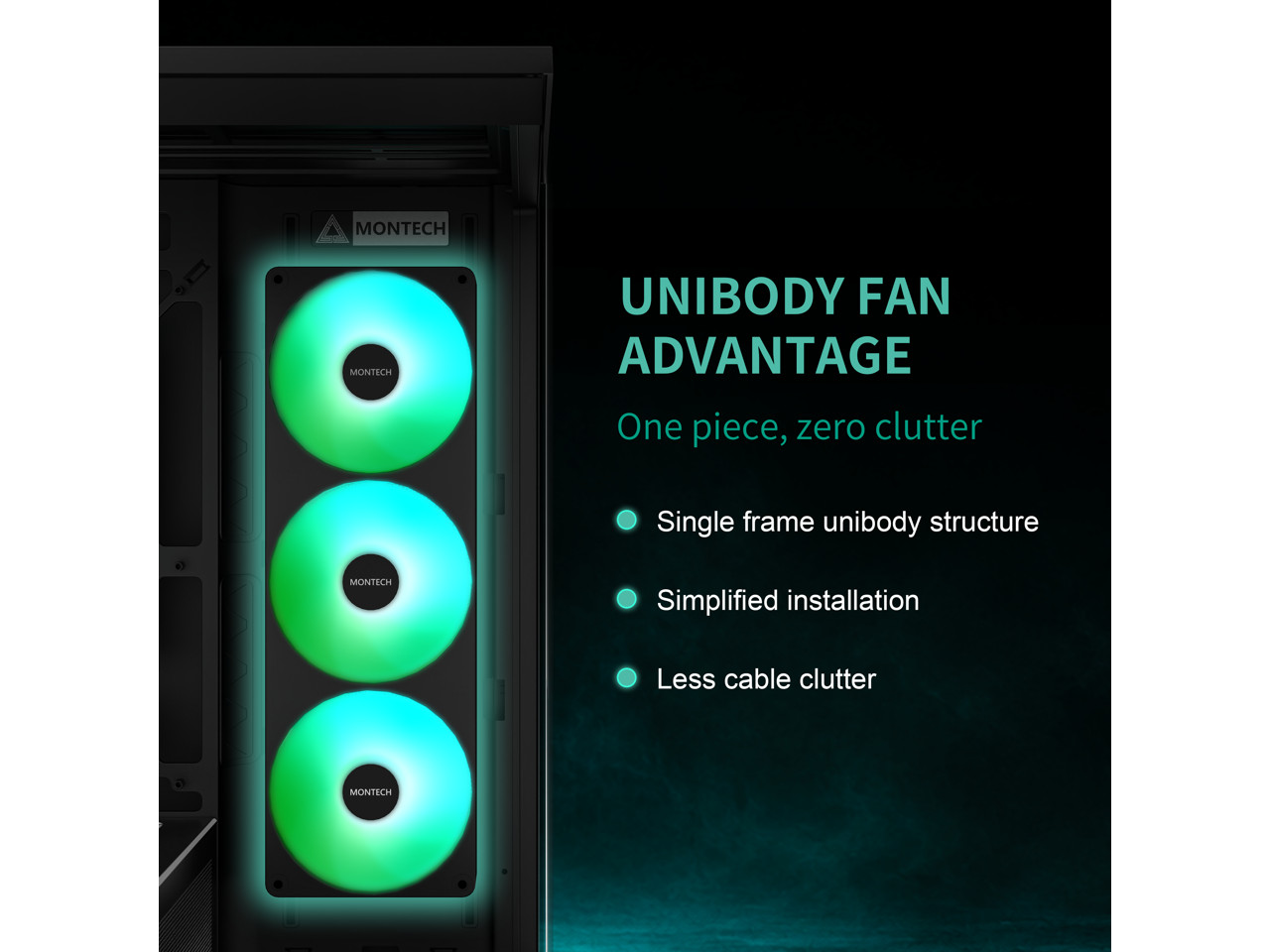 MONTECH TG3 Panoramic ATX Mid-Tower PC Case, Pre-Installed 360mm ARGB Unibody Fa