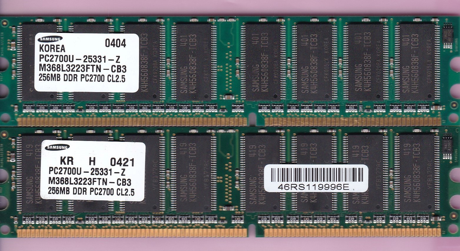 512MB 2x256MB PC-2700 DDR-333 SAMSUNG MEMORY RAM M368L3223FTN-CB3 DDR1 DIMM Kit
