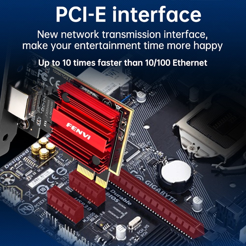 2.5Gbps PCIe Network Card Realtek RTL8125 Gaming NAS LAN Adapter 2500Mbps RJ45