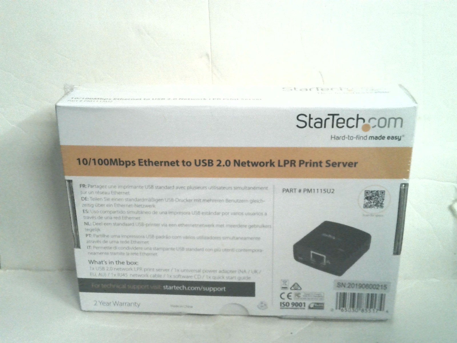StarTech.com 10/100Mbps Ethernet to USB 2.0 Network LPR Print Server Sealed