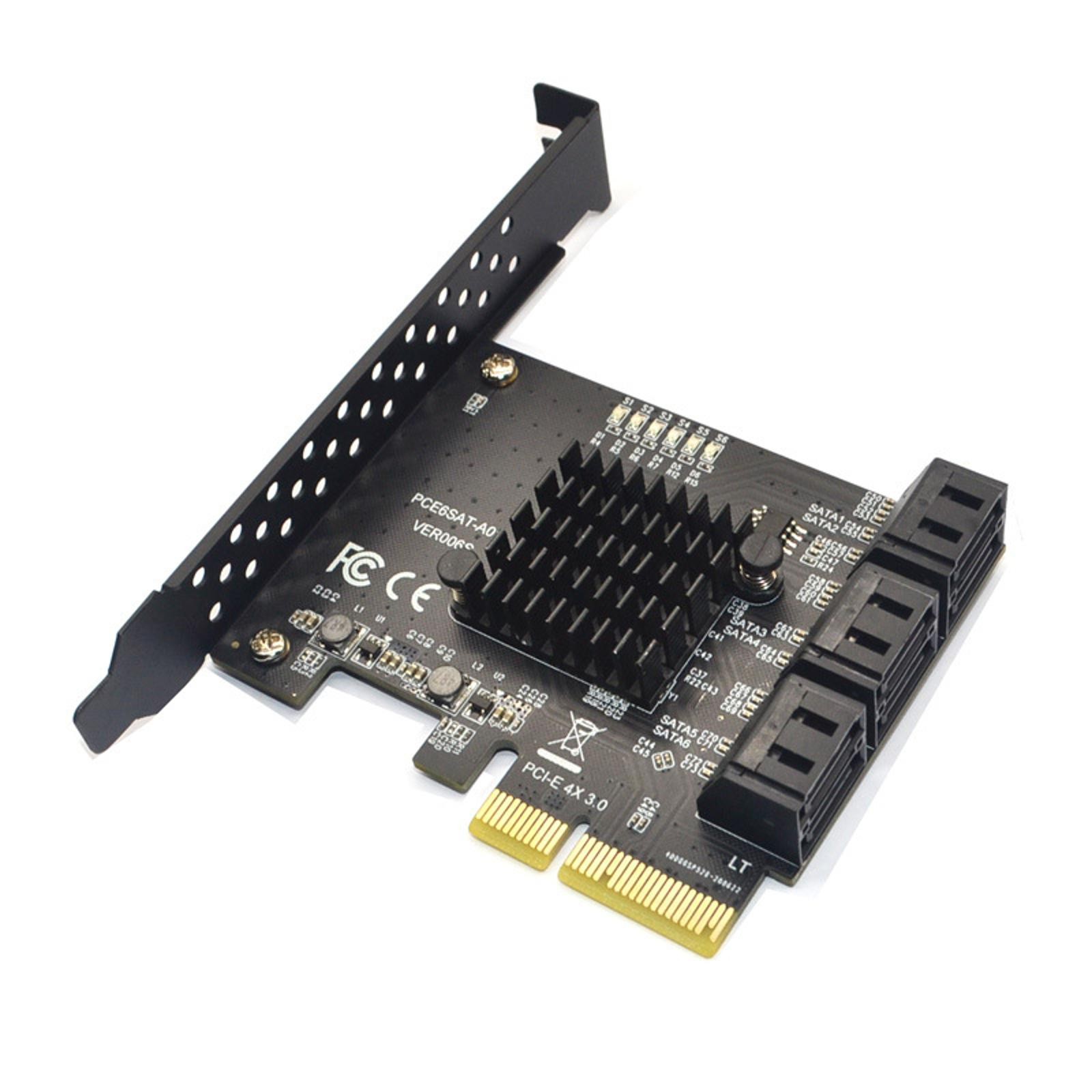 6 Port PCI-E Expansion Card Board Adapter PCI-E x4x8x16 6G SATA3.0 For ASMedia