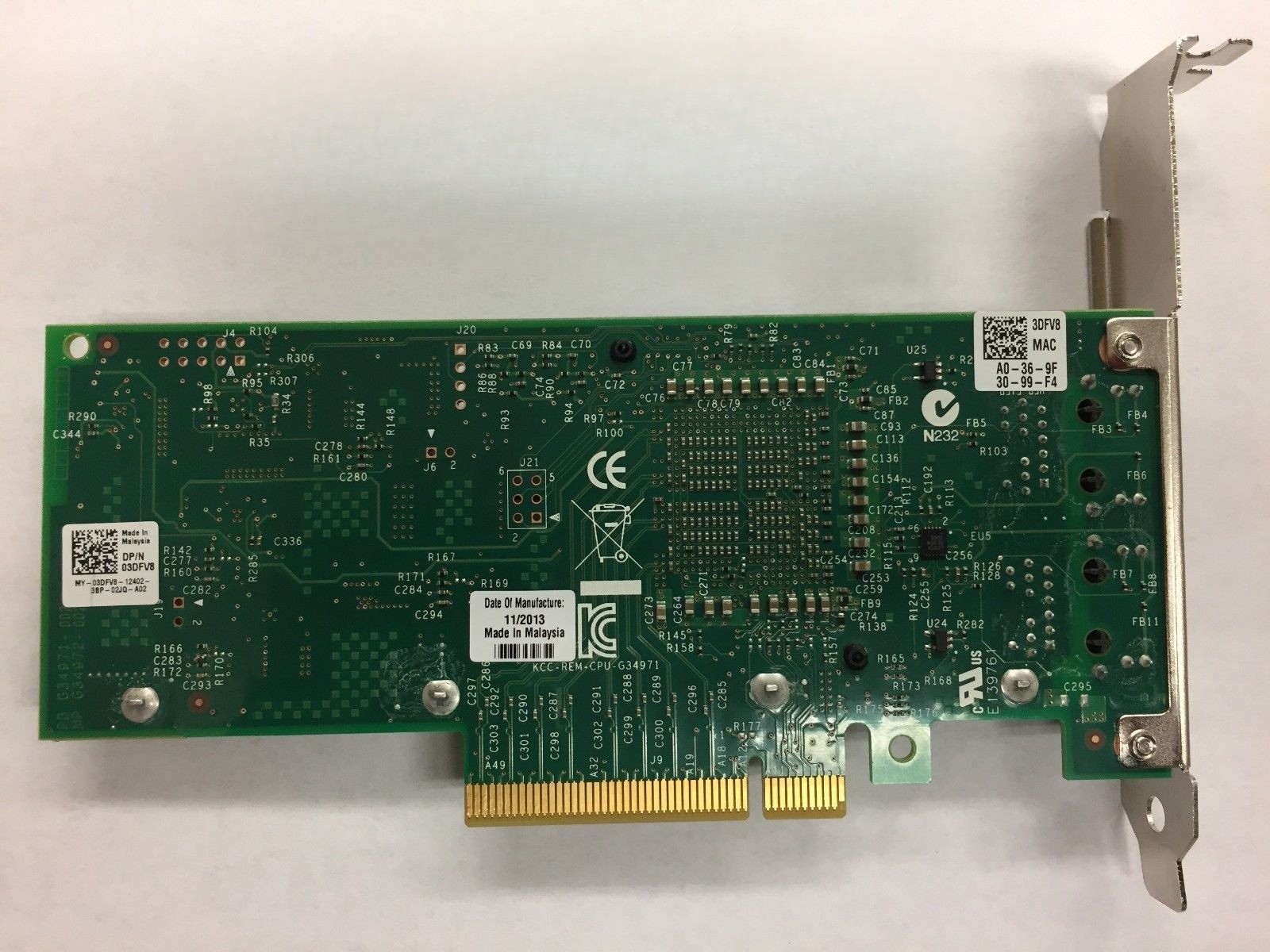 compatible Dell X540-T2 Intel Converged 2-Port 10GbE Network Adapter K7H46 3DFV8