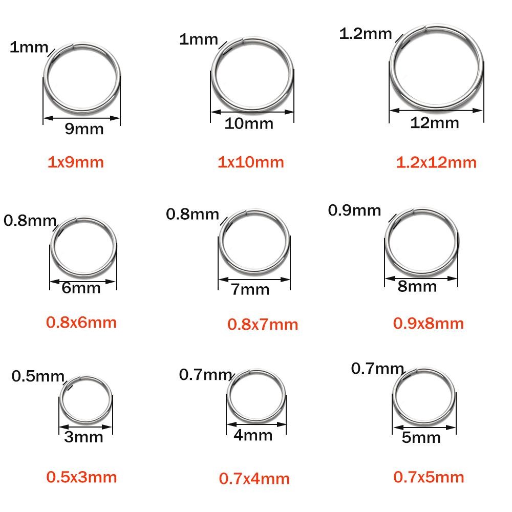 100-200pcs 4/5/6/78/9/10mm Stainless Steel Jump Rings Open Split Ring Connectors