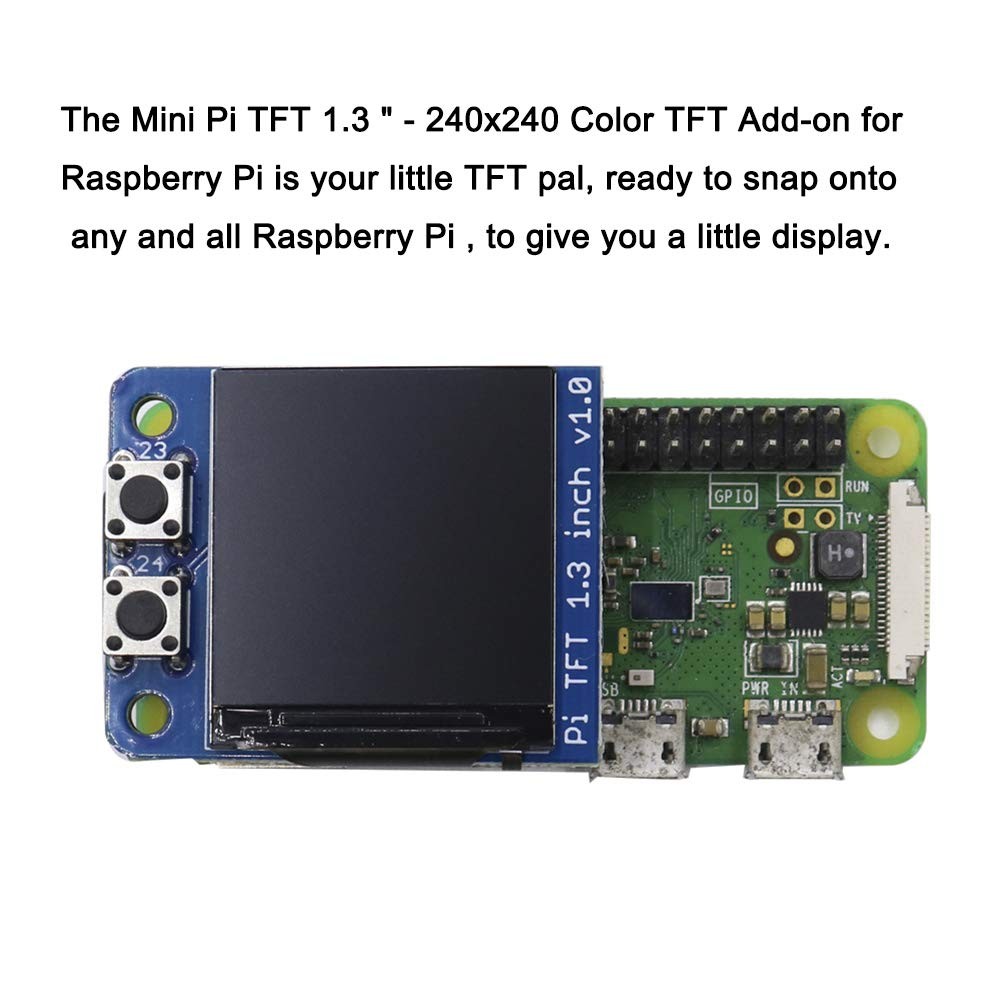 Mini PiTFT 1.3″ LCD Display 240×240 TFT Add-on for Raspberry Pi 3.3V SPI ST77…