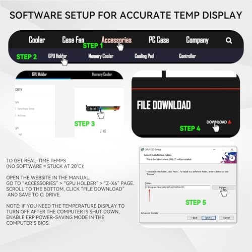 Universal Graphics Card for ARGB GPU Support Bracket with CPU & GPU Temp Display