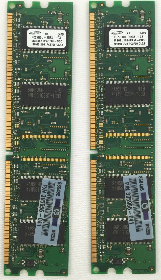HP 128MB 2 Modules = 256MB DDR PC2700 CL2.5 ECC Memory Samsung 0419