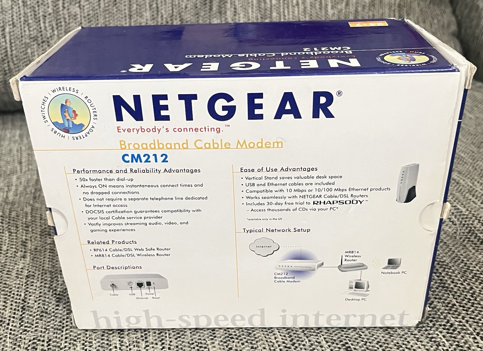 Netgear CM212 Broadband Cable Modem DOCSIS 2.0 Open Box Complete w/ Disc