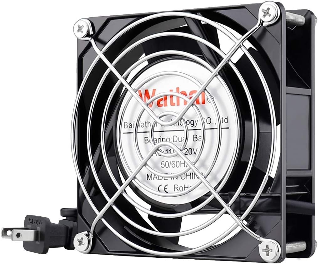 AC Power Axial Fan 110V 120V 92mm 90mm x 25mm Dual Ball Metal for DIY Ventila…