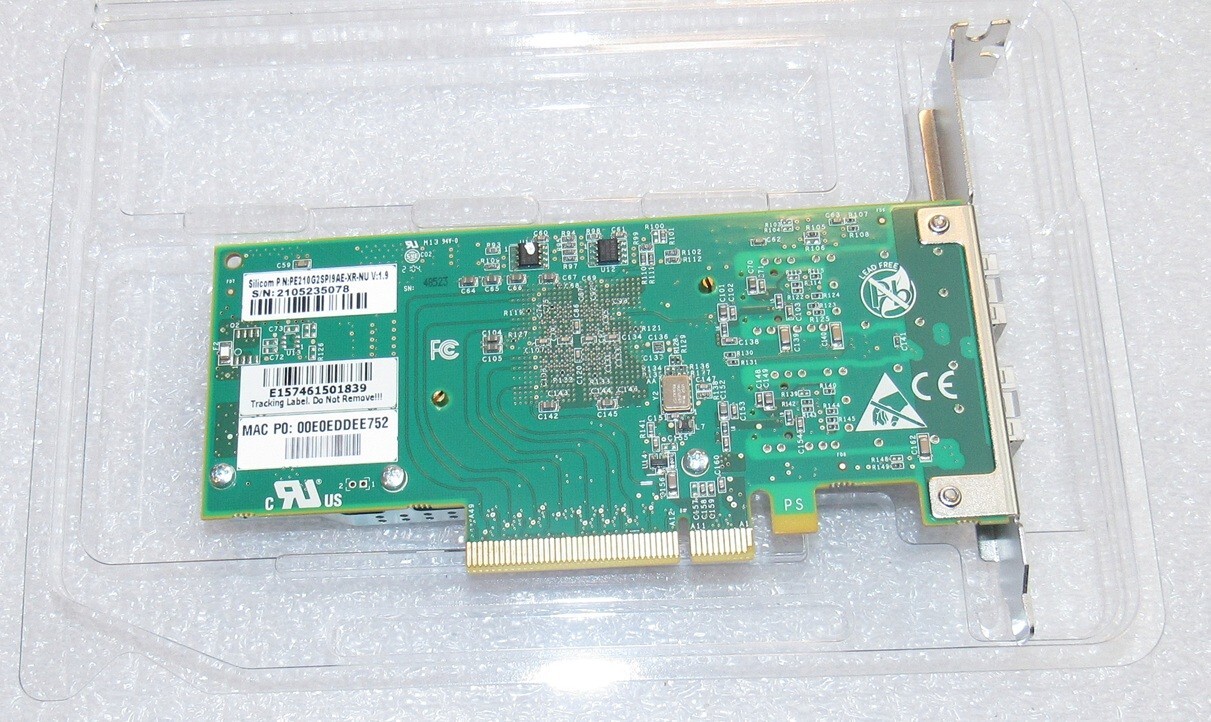 Silicom Dual-Port 10Gbps SFP PCIe NIC CARD PE210G2SPI9AE-XR-NU Tall Bracket
