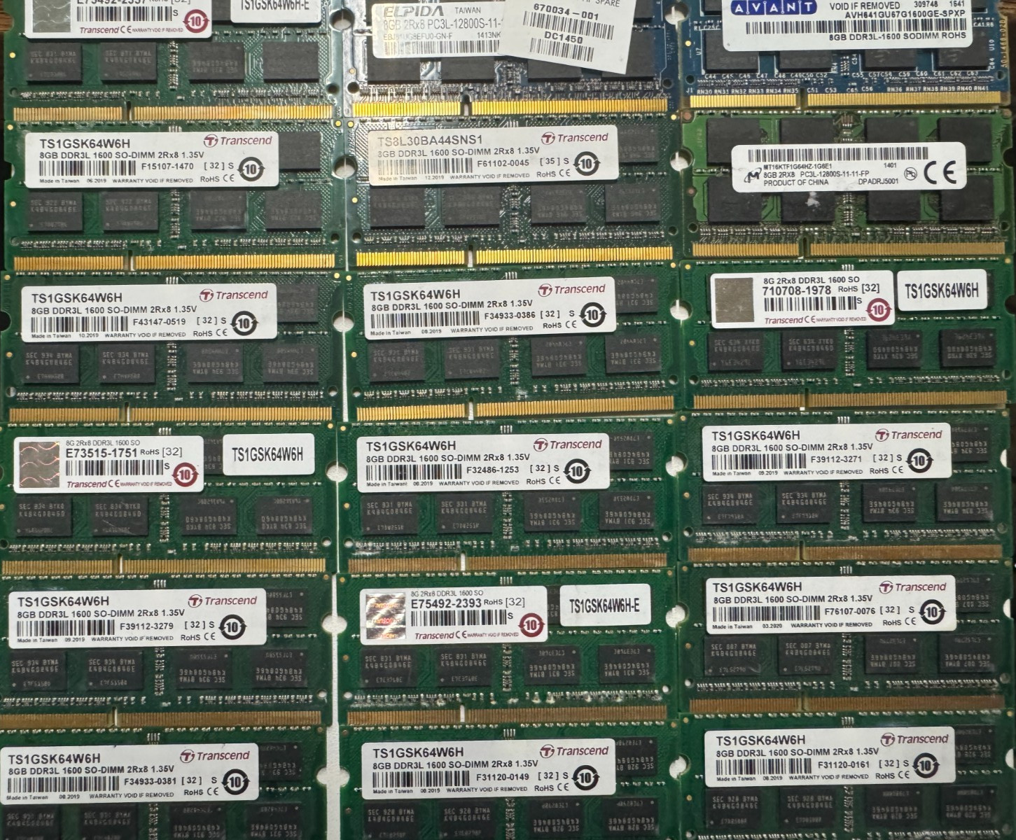 Lot of 40 Mixed Brand 8GB PC3LDDR3 Laptop Memory RAM