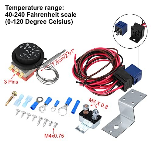 12V Electric Radiator Fan Thermostat Controller Kit Cooling Fan Wiring Relay