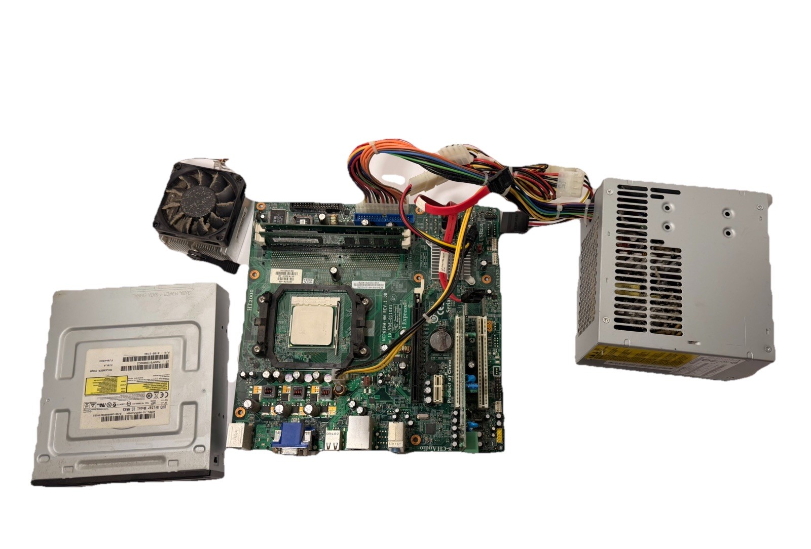 Motherboard HT2000 Athlon CPU Fan HDD 250GB Power Block Unknown Specs *READ*