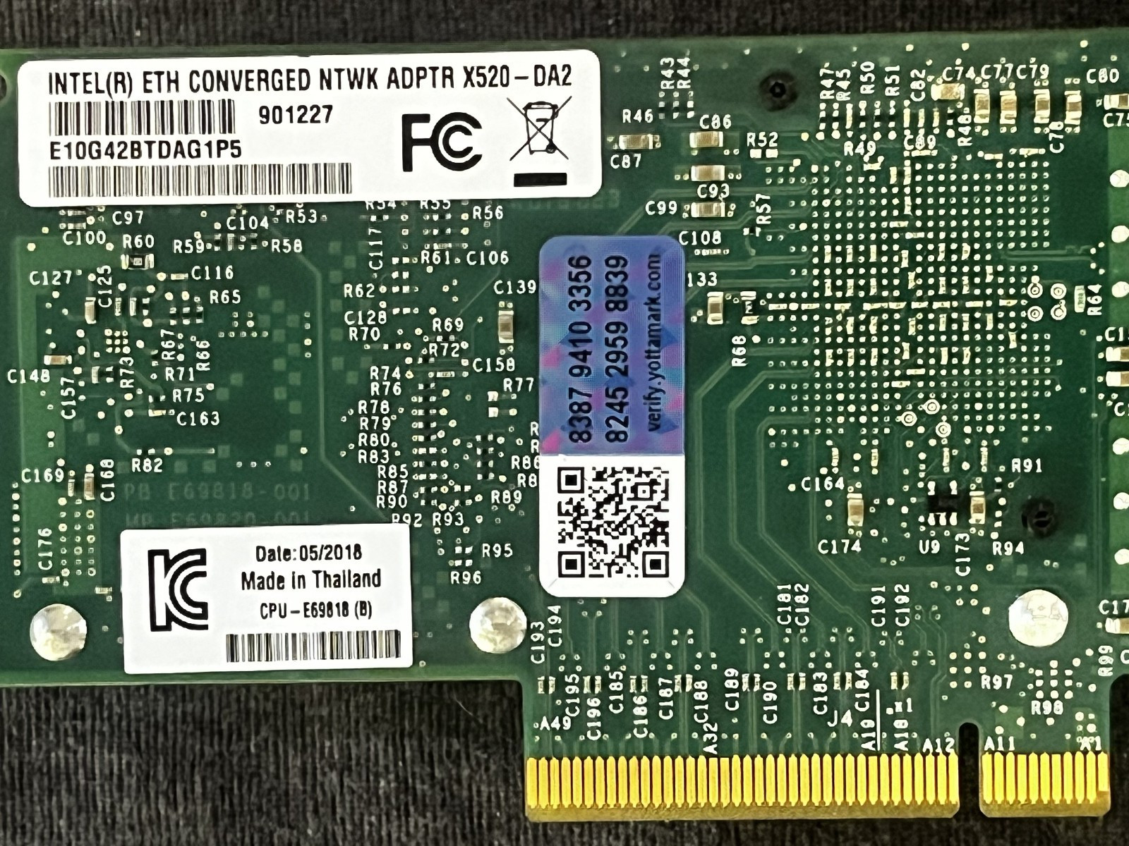 Intel X520-DA2 Dual Port SFP PCIe Network Adapter Low Profile Full Height