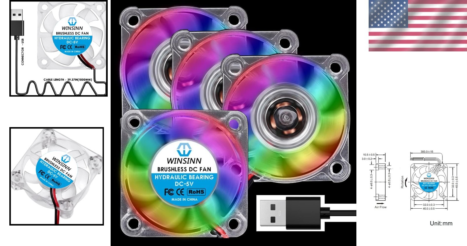 5V USB Mini RGB Fans with Hydraulic Bearings – Silent & Powerful Cooling