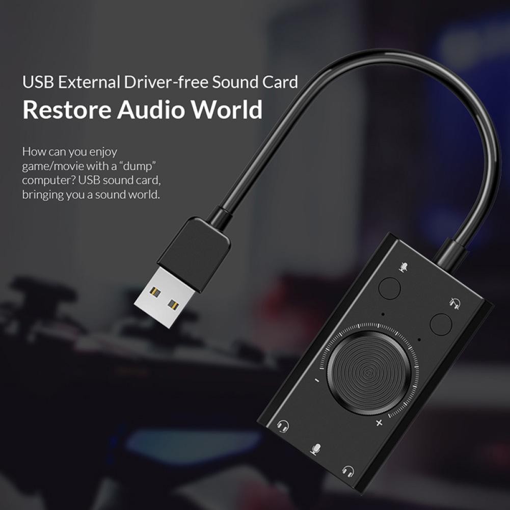 2-in-1 15Hz-25KHz Universal External USB Driver-Free Sound Card LED Indicator