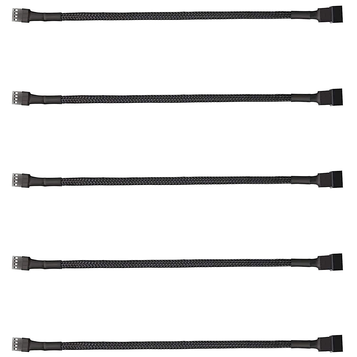ThreeBulls 5 Pack 4-Pin PWM Fan Splitter Cable, Sleeved Braided 1 to 1,5